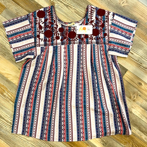 Striped Embroidered Blouse - Rodeo Layerz - Picture 1 of 1